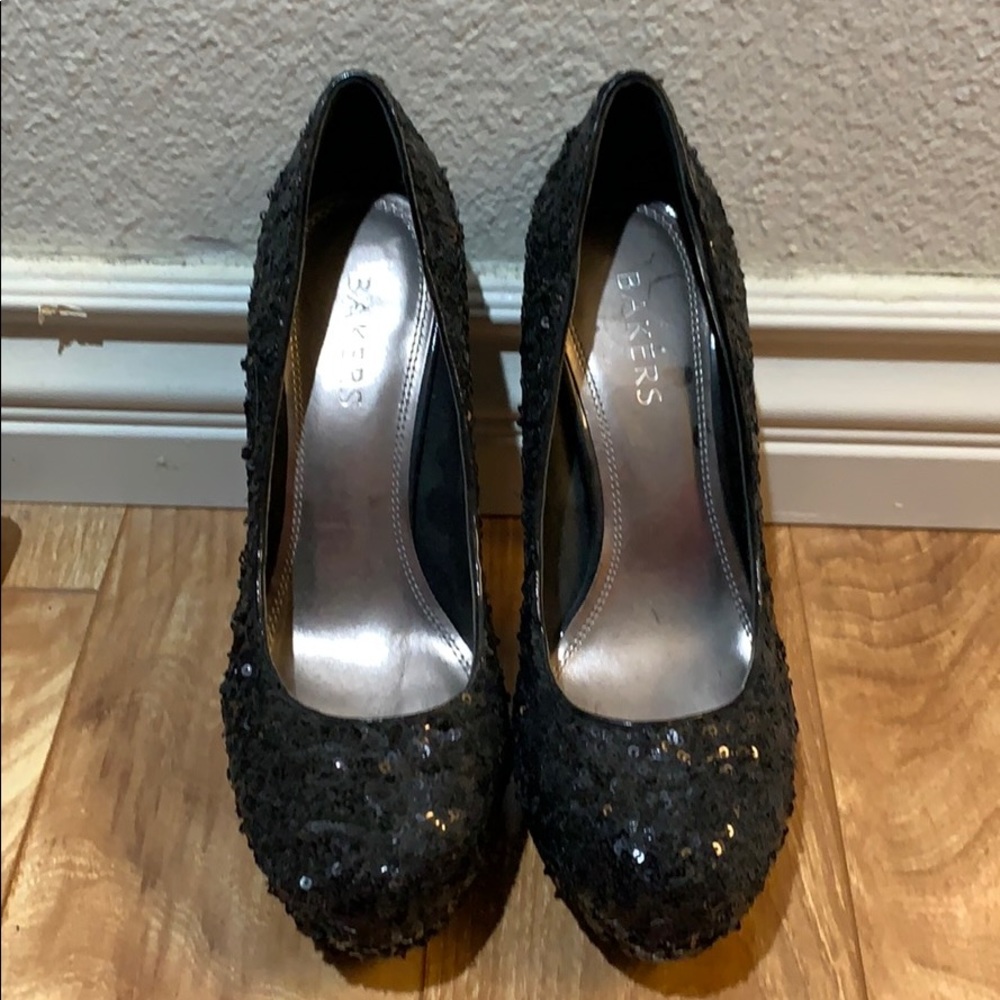 Bakers sequin black heels